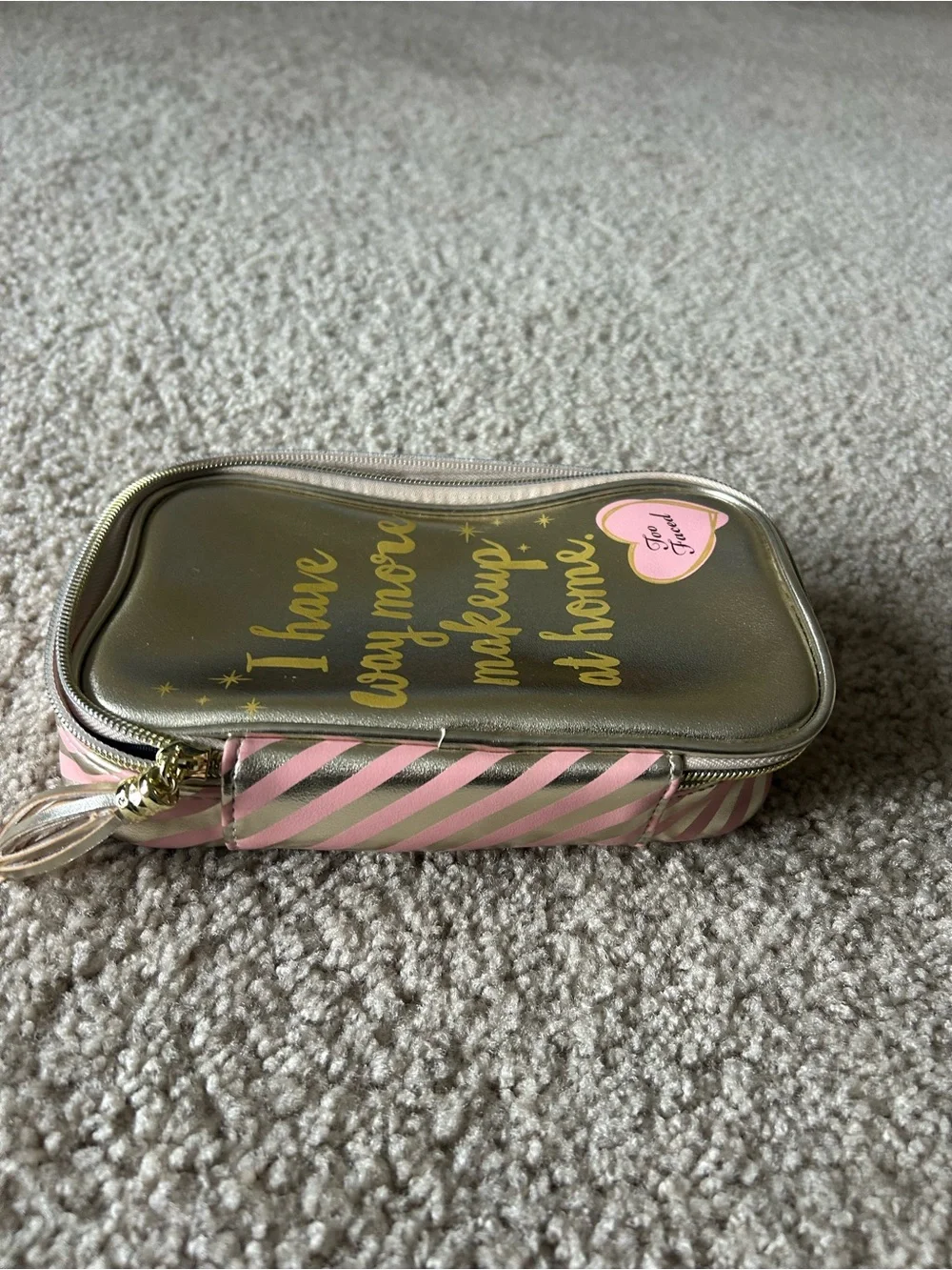 Too Faced Gold with Pink Accent Makeup Organizer Pouch
